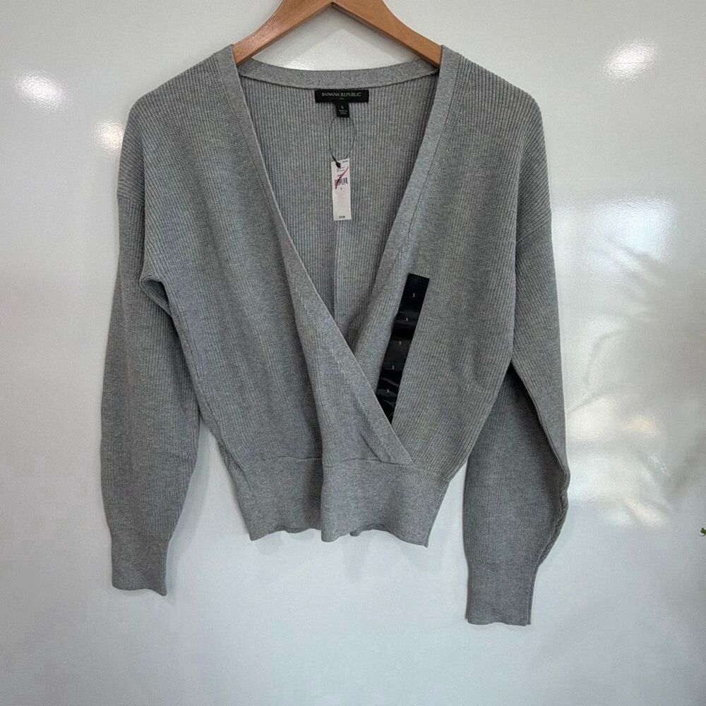 NWT Banana Republic Wrap Ribbed‎ Sweater Gray S